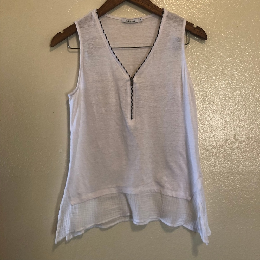 Bloomingdale's Red Haute Zippered Tank Top